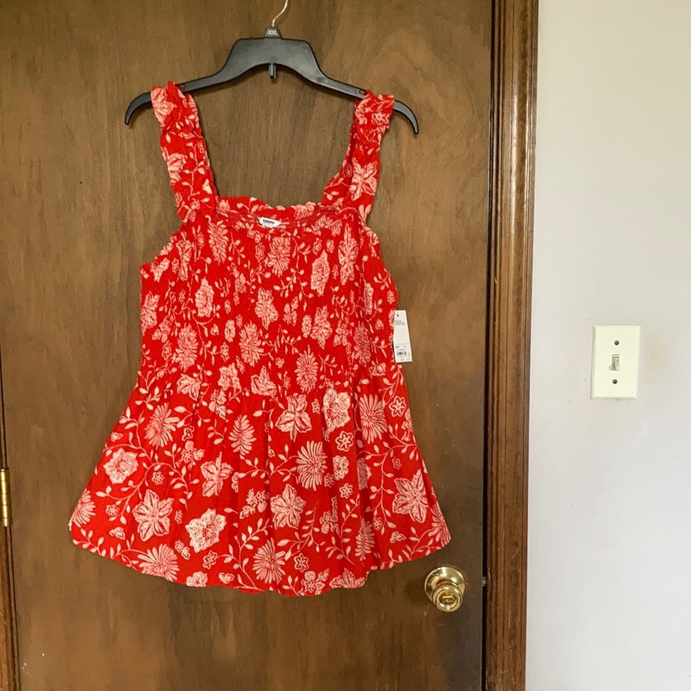 Sonoma top smocked bust ruffle sleeve floral print boho casual 4X